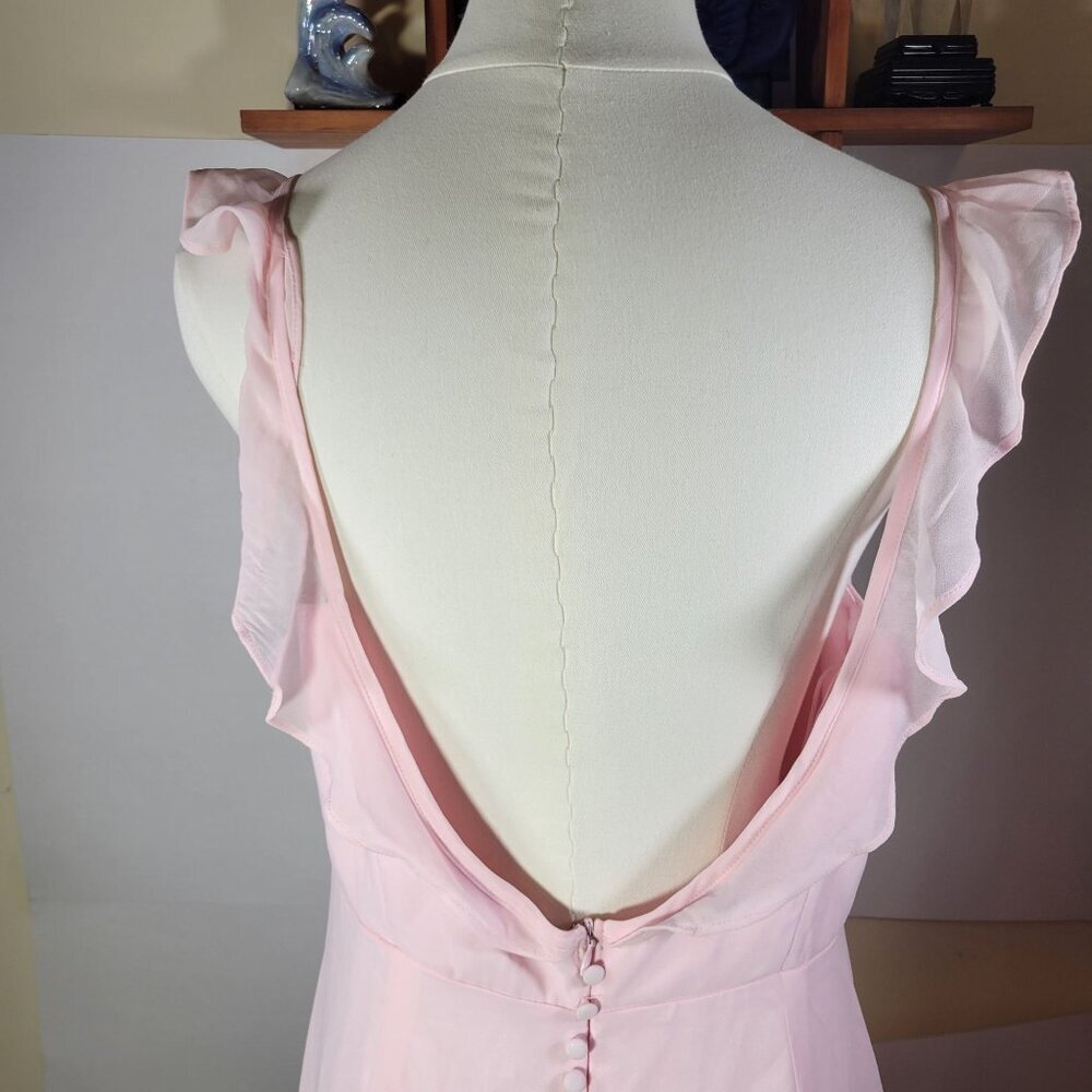 Lulus Dreamy Admiration Light Pink Ruffled Maxi Dress Size L - Picture 6 of 8